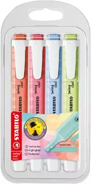 Een STABILO swing cool pastel markeerstift, etui van 4 stuks koop je bij ShopXPress