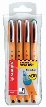 Een STABILO worker+ roller 0,5 mm etui van 4 stuks assorti koop je bij ShopXPress