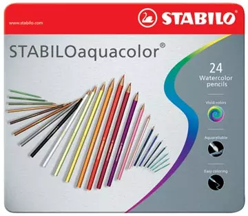 Een STABILOaquacolor kleurpotlood, metalen doos van 24 stuks in geassorteerde kleuren koop je bij ShopXPress