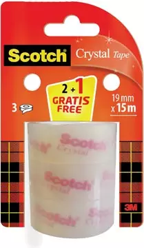 Een Scotch Crystal tape, 19 mm x 15 m,2 rollen + 1 gratis koop je bij ShopXPress