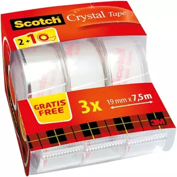 Een Scotch Crystal tape, rekverpakking, 19 mm x 7.5 m, 2 rollen + 1 gratis koop je bij ShopXPress