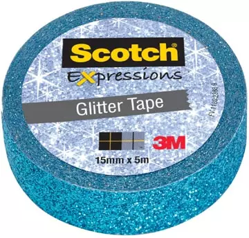 Een Scotch Expressions glitter tape, 15 mm x 5 m, blauw koop je bij ShopXPress