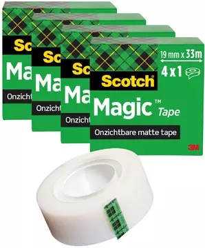 Een Scotch Magic Tape plakband ft 19 mm x 33 m, pak van 4 rollen koop je bij ShopXPress