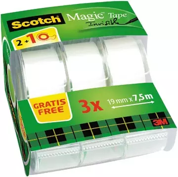 Een Scotch Magic onzichtbaar plakband, 2 rollen, 19 mm x 7,5 m + 1 Gratis plakbandhouder koop je bij ShopXPress