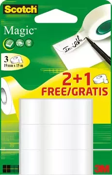 Een Scotch Magic plakband Ft 19 mm x 15 m 2 + 1 gratis koop je bij ShopXPress