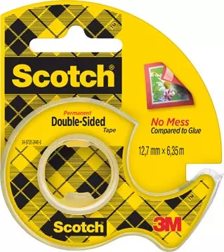 Een Scotch dubbelzijdige tape 12,7 mm x 6,3 m, dispenser + rolletje koop je bij ShopXPress