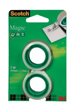 Een Scotch plakband Magic Tape, ft 19 mm x 7,5 m, blister met 2 rolletjes koop je bij ShopXPress