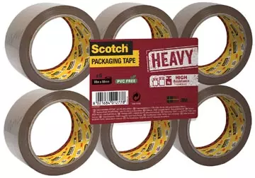 Een Scotch verpakkingsplakband Heavy, ft 50 mm x 66 m, bruin, pak van 6 stuks koop je bij ShopXPress