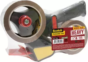 Een Scotch verpakkingstape Heavy ft 50 mm x 66 m bruin, 2 rollen met Pistol Grip dispenser koop je bij ShopXPress