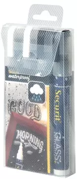 Een Securit Waterproof krijtmarker medium zwart/wit, blister met 4 stuks koop je bij ShopXPress