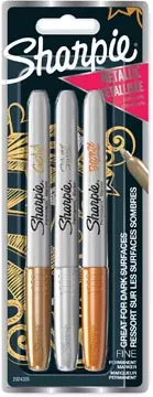 Een Sharpie permanente marker metallic, blister van 3 stuks koop je bij ShopXPress