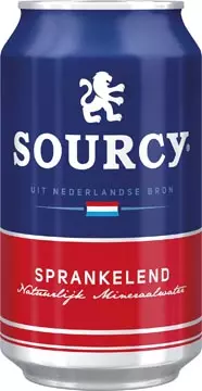 Een Sourcy mineraalwater, licht bruisend, blik van 33 cl, pak van 24 stuks, rood koop je bij ShopXPress