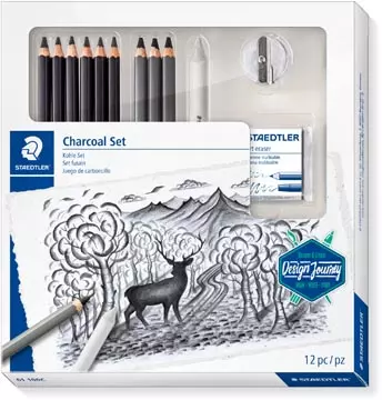 Een Staedtler Charcoal Set, set van 12 stuks koop je bij ShopXPress