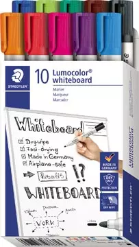 Een Staedtler Lumocolor whiteboardmarker, doos van 10 stuks in geassorteerde kleuren koop je bij ShopXPress