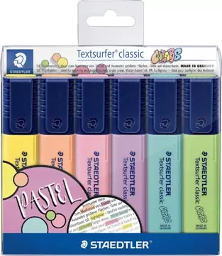 Een Staedtler Markeerstift Textsurfer Classic, pastel kleuren, etui van 6 stuks koop je bij ShopXPress