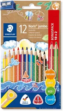 Een Staedtler Noris Jumbo kleurpotlood, etui van 10 + 2 gratis + slijper koop je bij ShopXPress