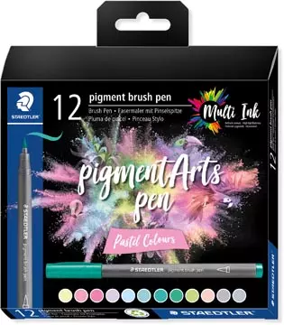 Een Staedtler Pigment Arts brush pen, etui van 12 stuks, Pastel Colours koop je bij ShopXPress