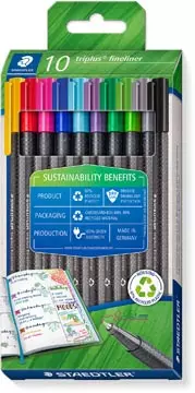 Een Staedtler Triplus fineliner eco, doosje van 10 stuks, assorti koop je bij ShopXPress