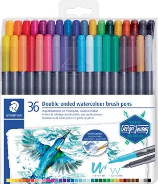 Een Staedtler brushpen Aquarel duo, doos van 36 stuks in geassorteerde kleuren koop je bij ShopXPress