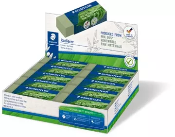 Een Staedtler gum Eco, olijfgroen, ft 65 x 23 x 13 mm koop je bij ShopXPress