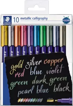 Een Staedtler kalligrafiepen Metallic 8325, etui van 10 stuks in geassorteerde kleuren koop je bij ShopXPress