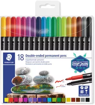 Een Staedtler permanent marker,dubbele punt, etui van 18 stuks, assorti koop je bij ShopXPress