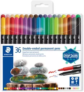 Een Staedtler permanent marker,dubbele punt, etui van 36 stuks, assorti koop je bij ShopXPress