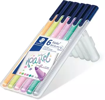 Een Staedtler viltstift Triplus Color, opstelbare box met 6 pastelkleuren koop je bij ShopXPress