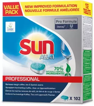 Een Sun Pro Formula All-in-one vaatwastabletten, doos van 102 stuks koop je bij ShopXPress