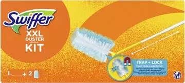 Een Swiffer Duster XXL starterskit + 2 stofdoekjes, in een doos koop je bij ShopXPress