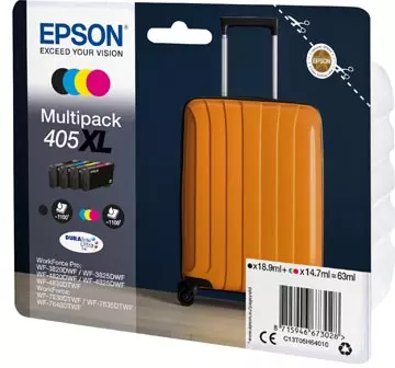 Een Epson inktcartridge 405XL, 1.100 pagina's, OEM C13T05H64010, 4 kleuren koop je bij ShopXPress