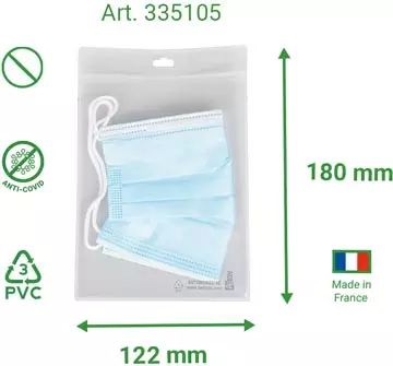 Een Tarifold antimicrobiële houder voor mondmaskers, met textielband, pak van 10 stuks koop je bij ShopXPress