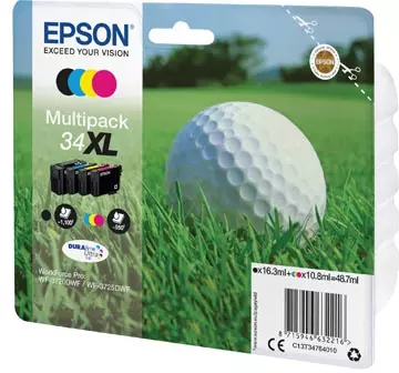 Een Epson inktcartridge 34XL, 950 pagina's, OEM C13T34764010, 4 kleuren koop je bij ShopXPress