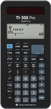 Een Texas wetenschappelijke rekenmachine TI-30X Pro MathPrint, in een kartonnen doosje koop je bij ShopXPress