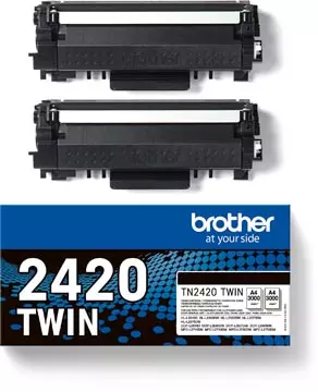 Een Brother toner, 3.000 pagina's, OEM TN-2420TWIN, zwart, pak van 2 stuks koop je bij ShopXPress