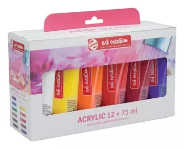 Een Talens Art Creation acrylverf tube van 75 ml, set van 12 tubes in geassorteerde kleuren koop je bij ShopXPress