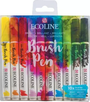 Een Talens Ecoline Brush pen, etui van 10 stuks, helder koop je bij ShopXPress