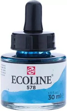 Een Talens Ecoline waterverf flacon van 30 ml, hemelsblauw (cyaan) koop je bij ShopXPress