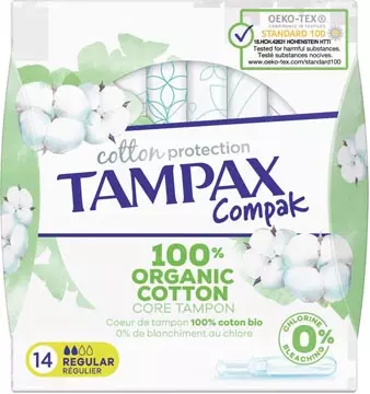 Een Tampax Cotton Regular tampons, pak van 14 stuks koop je bij ShopXPress