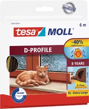 Een Tesa Moll Classic tochtstrip D-profiel, 6 m, bruin koop je bij ShopXPress