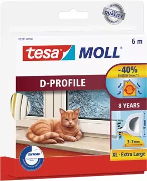 Een Tesa Moll Classic tochtstrip D-profiel, 6 m, wit koop je bij ShopXPress