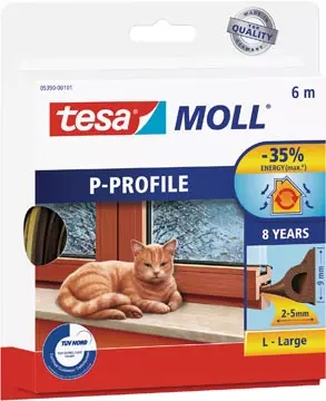 Een Tesa Moll Classic tochtstrip P-profiel, 6 m, bruin koop je bij ShopXPress