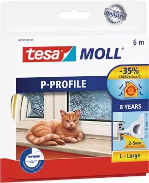 Een Tesa Moll Classic tochtstrip P-profiel, 6 m , wit koop je bij ShopXPress