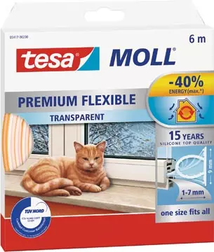 Een Tesa Moll Premium Flexible tochtstrip, 6 m, transparant koop je bij ShopXPress