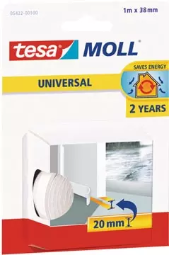 Een Tesa Moll Universal dorpelstrip, 1 m x 38 mm, wit koop je bij ShopXPress