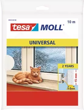 Een Tesa Moll Universal tochtstrip, 10 m x 15 mm, wit koop je bij ShopXPress