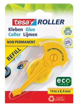 Een Tesa Roller navulling lijmroller niet-permanent ecoLogo, op blister koop je bij ShopXPress