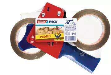 Een Tesa afroller voor verpakkingsplakband van maximum 50 mm, inclusief 2 rollen PP tape ft 50 mm x 66 m koop je bij ShopXPress