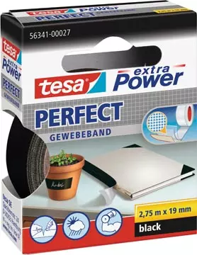 Een Tesa extra Power Perfect, ft 19 mm x 2,75 m, zwart koop je bij ShopXPress