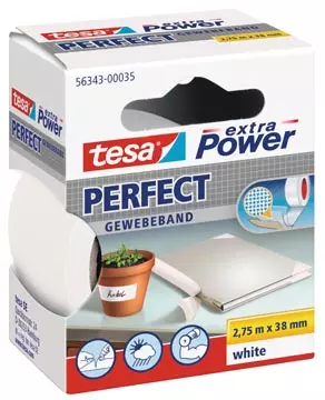 Een Tesa extra Power Perfect, ft 38 mm x 2,75 m, wit koop je bij ShopXPress